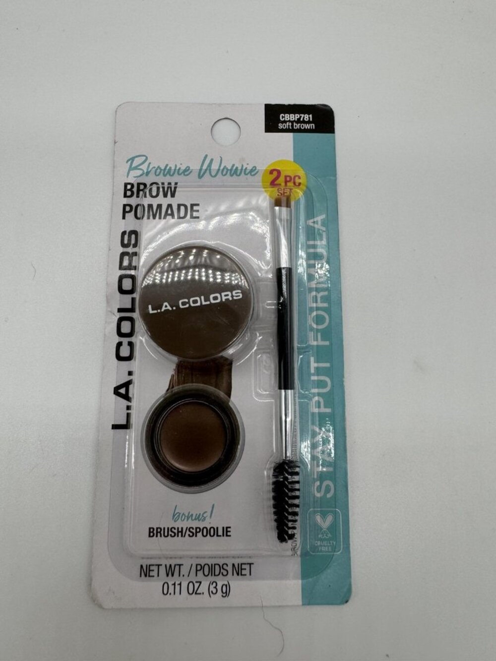 L.A. Colors Browie Wowie Brow Pomade 2 Piece Set Soft Brown CBBP781 New